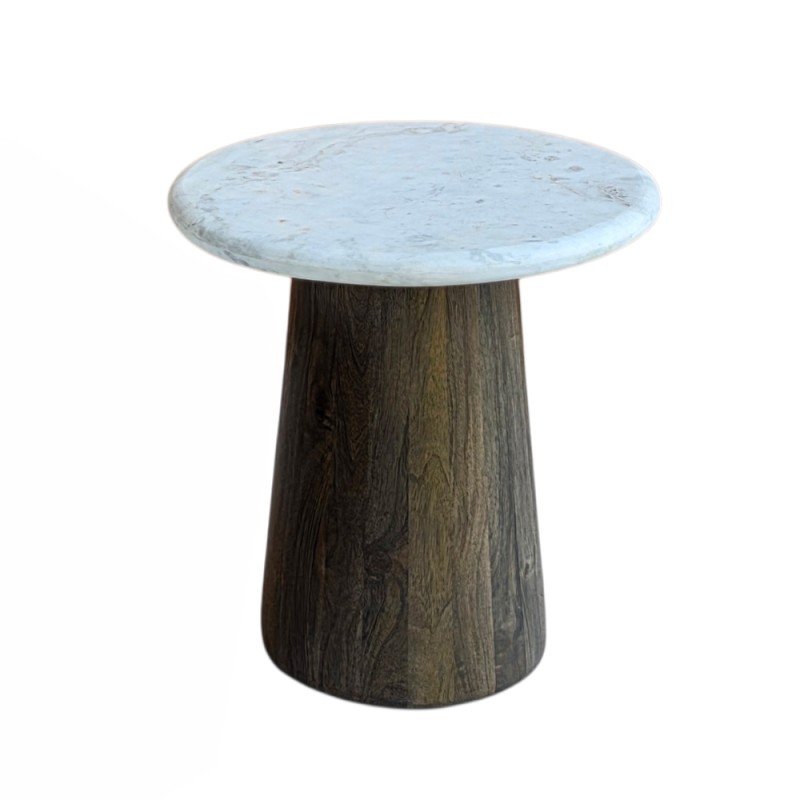 BORDS SIDE TABLE ΛΕΥΚΟ ΜΑΡΜΑΡΟ ΚΑΡΥΔΙ ΣΚΟΥΡΟ 45x45x47cm