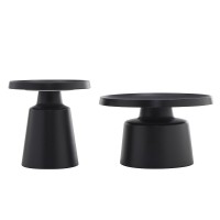 MOUSSE COFFEE TABLE SET 2ΤΕΜ ΜΑΥΡΟ ΜΑΤ 70x70x50cm
