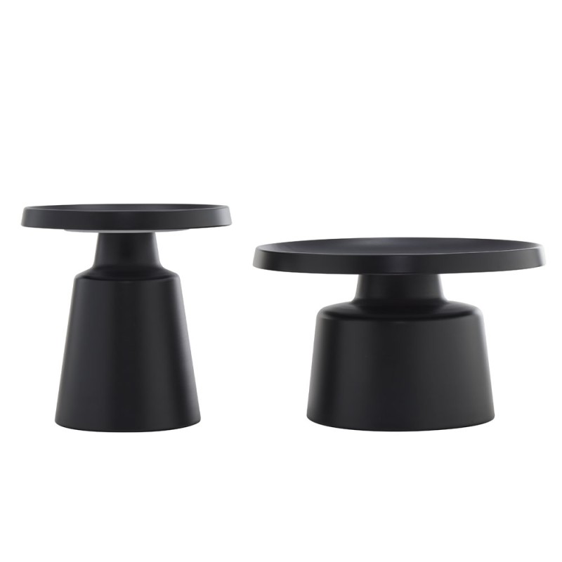 MOUSSE COFFEE TABLE SET 2ΤΕΜ ΜΑΥΡΟ ΜΑΤ 70x70x50cm