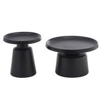 MOUSSE COFFEE TABLE SET 2ΤΕΜ ΜΑΥΡΟ ΜΑΤ 70x70x50cm