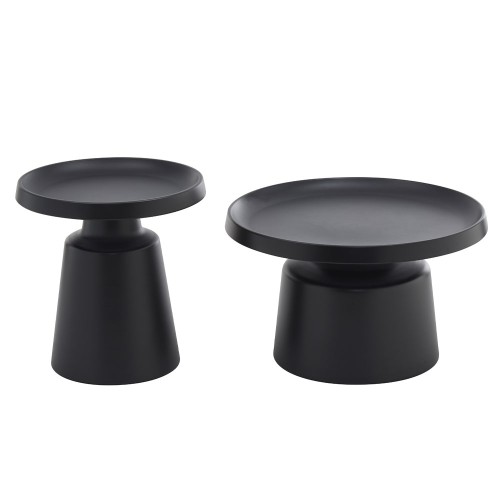 MOUSSE COFFEE TABLE SET 2ΤΕΜ ΜΑΥΡΟ ΜΑΤ 70x70x50cm