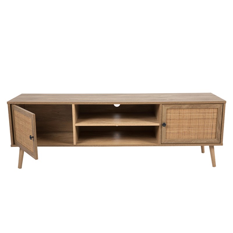 AMMOS TV STAND 2ΠΟΡΤΕΣ ΦΥΣΙΚΟ ΜΕ RATTAN 150x39x49cm