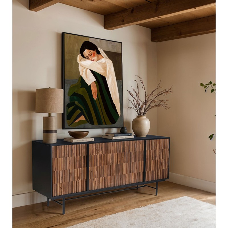 JENGA ΜΠΟΥΦΕΣ 4ΠΟΡΤΕΣ ΜΑΥΡΟ ΚΑΡΥΔΙ 174x45x75cm
