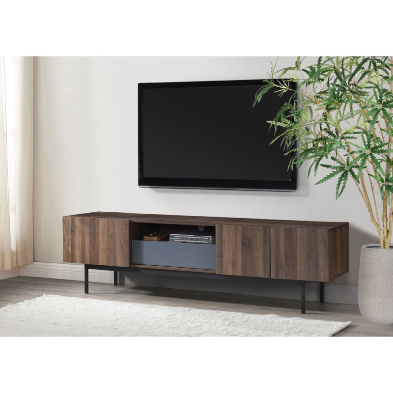 GROOVES TV STAND 3ΠΟΡΤΕΣ 1ΣΥΡΤΑΡΙ ΚΑΡΥΔΙ ΓΚΡΙ 180x40x50cm