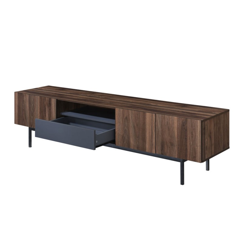 GROOVES TV STAND 3ΠΟΡΤΕΣ 1ΣΥΡΤΑΡΙ ΚΑΡΥΔΙ ΓΚΡΙ 180x40x50cm