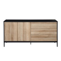 BLACKBIRD ΜΠΟΥΦΕΣ 2ΠΟΡΤΕΣ 3ΣΥΡΤΑΡΙΑ RIVIERA OAK ΜΑΥΡΟ 150x40x75.5cm