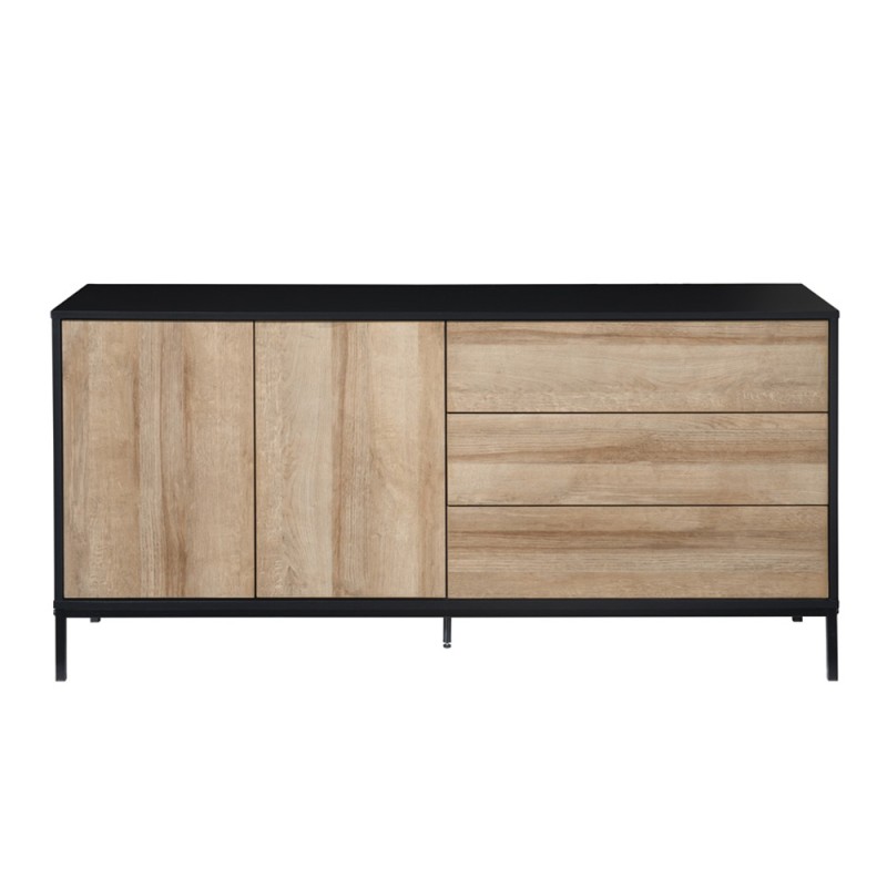 BLACKBIRD ΜΠΟΥΦΕΣ 2ΠΟΡΤΕΣ 3ΣΥΡΤΑΡΙΑ RIVIERA OAK ΜΑΥΡΟ 150x40x75.5cm