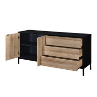 BLACKBIRD ΜΠΟΥΦΕΣ 2ΠΟΡΤΕΣ 3ΣΥΡΤΑΡΙΑ RIVIERA OAK ΜΑΥΡΟ 150x40x75.5cm