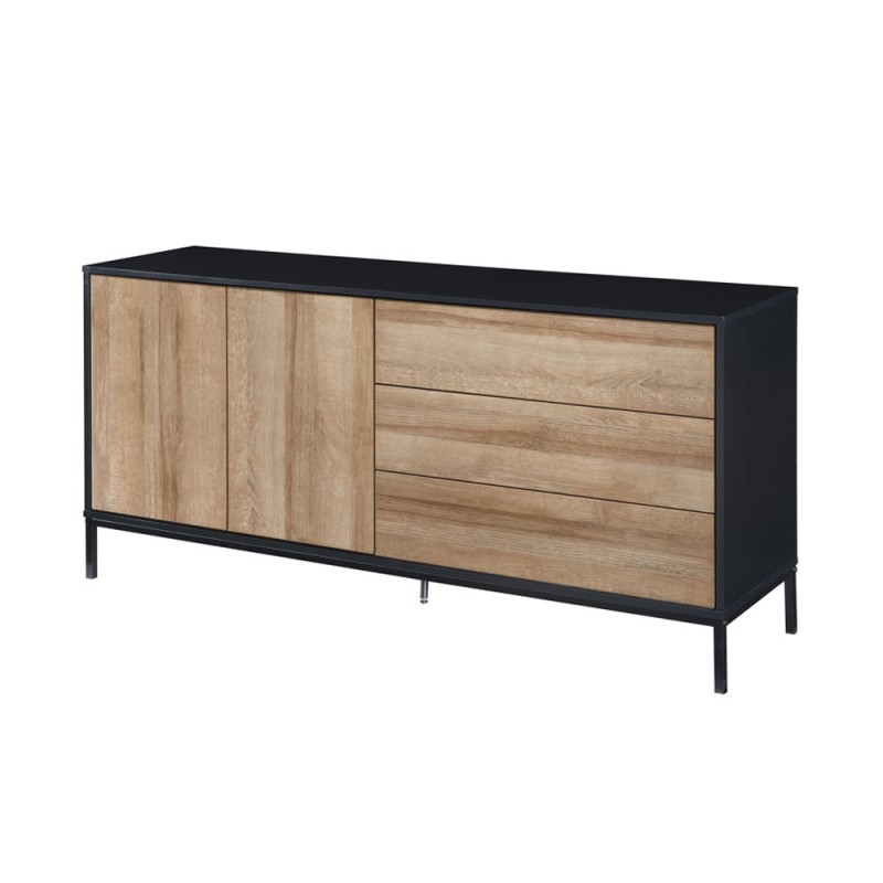 BLACKBIRD ΜΠΟΥΦΕΣ 2ΠΟΡΤΕΣ 3ΣΥΡΤΑΡΙΑ RIVIERA OAK ΜΑΥΡΟ 150x40x75.5cm