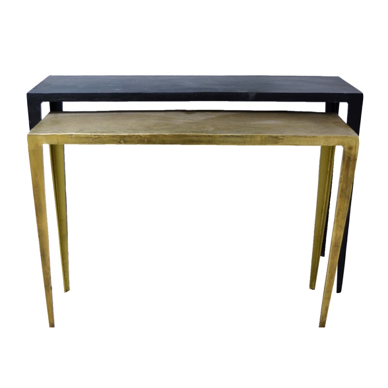 MAGRO ΚΟΝΣΟΛΑ SET 2ΤΕΜ ΜΑΥΡΟ BRASS 121x39x82cm