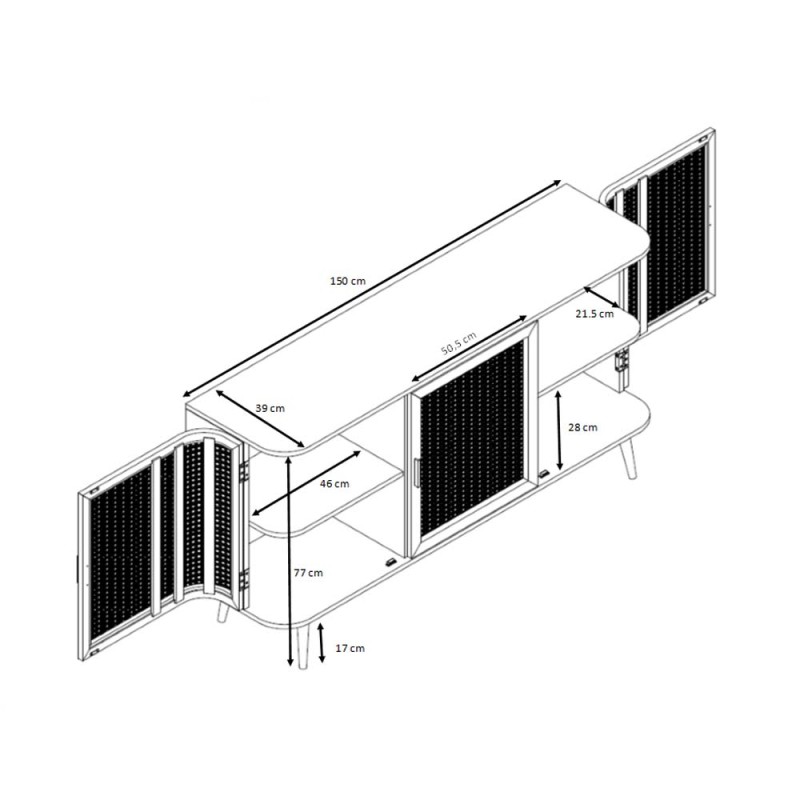 MONMARTE ΜΠΟΥΦΕΣ ΦΥΣΙΚΟ 150x39x77cm