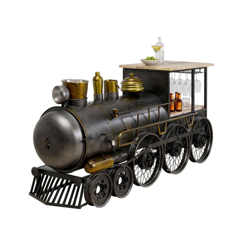 TRAIN ΚΟΝΣΟΛΑ BAR GUNMETAL ΦΥΣΙΚΟ 226x60x104cm