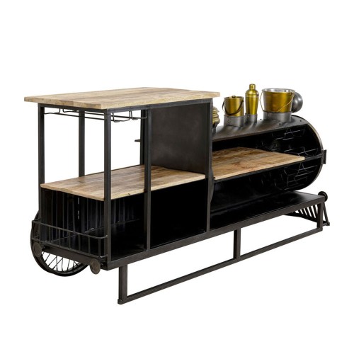 TRAIN ΚΟΝΣΟΛΑ BAR GUNMETAL ΦΥΣΙΚΟ 226x60x104cm