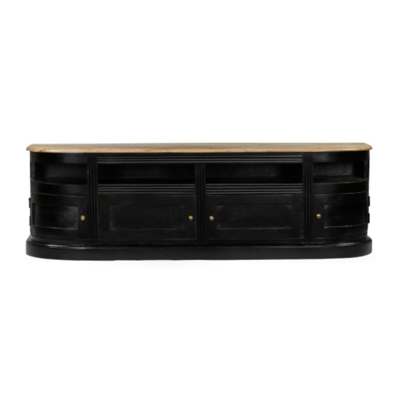 FRANCESA TV STAND 4ΠΟΡΤΕΣ ΜΑΥΡΟ ΦΥΣΙΚΟ 175x42x60cm