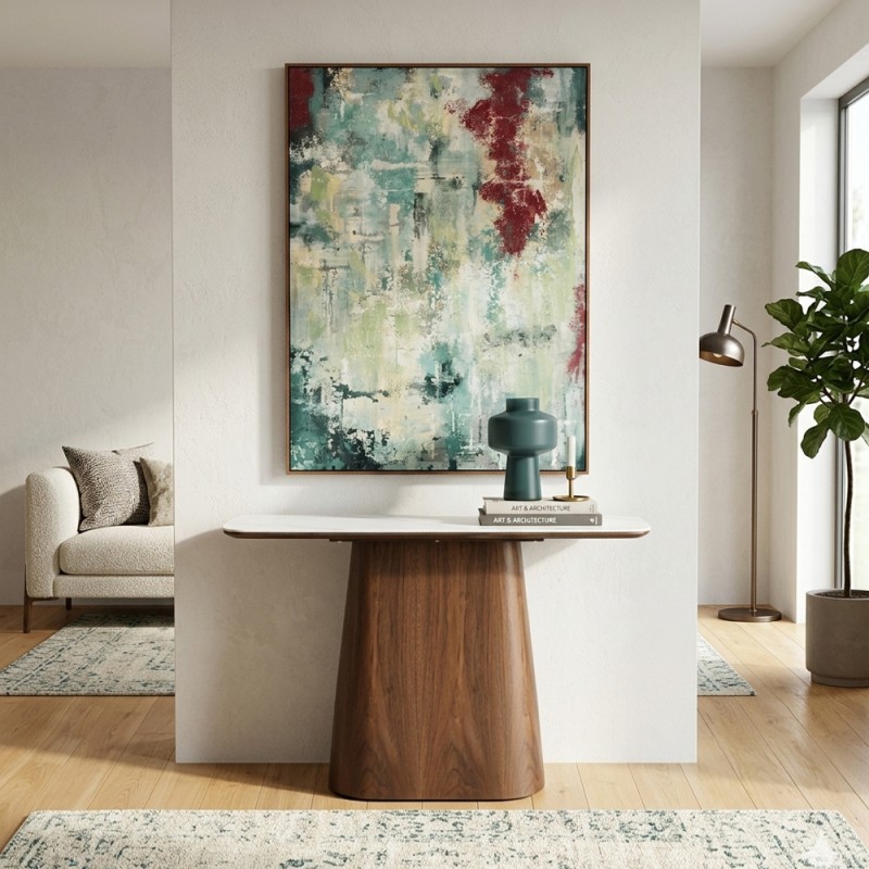 TOTEM ΚΟΝΣΟΛΑ ΚΑΡΥΔΙ ΛΕΥΚΟ ΜΕ ΟΨΗ ΜΑΡΜΑΡΟΥ 120x50x76cm
