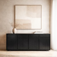 CAPO ΜΠΟΥΦΕΣ 4ΠΟΡΤΕΣ 4ΣΥΡΤΑΡΙΑ ΜΑΥΡΟ 180x40x75cm