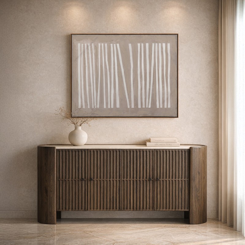 ESSENCE ΜΠΟΥΦΕΣ ΚΑΦΕ BEIGE ΜΕ ΟΨΗ ΜΑΡΜΑΡΟΥ 170x40x82cm