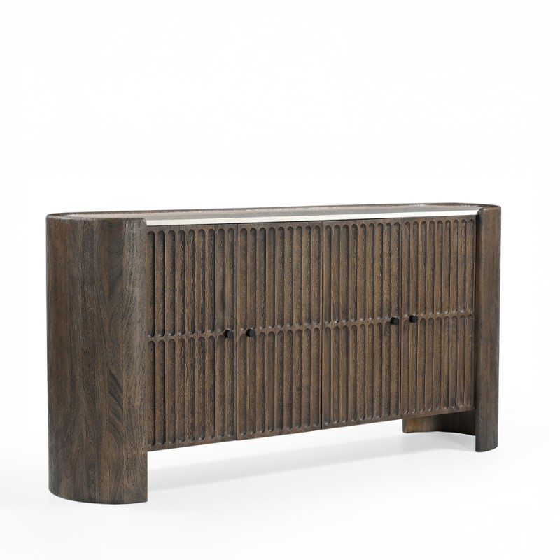 ESSENCE ΜΠΟΥΦΕΣ ΚΑΦΕ BEIGE ΜΕ ΟΨΗ ΜΑΡΜΑΡΟΥ 170x40x82cm