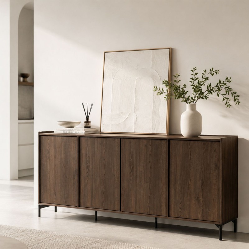 TOBAC ΜΠΟΥΦΕΣ 4ΠΟΡΤΕΣ ΚΑΡΥΔΙ ΣΚΟΥΡΟ 200x39x95cm