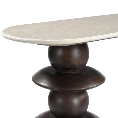 BEATLE ΚΟΝΣΟΛΑ ΚΑΦΕ BEIGE ΜΕ ΟΨΗ ΜΑΡΜΑΡΟΥ 130x35x76cm