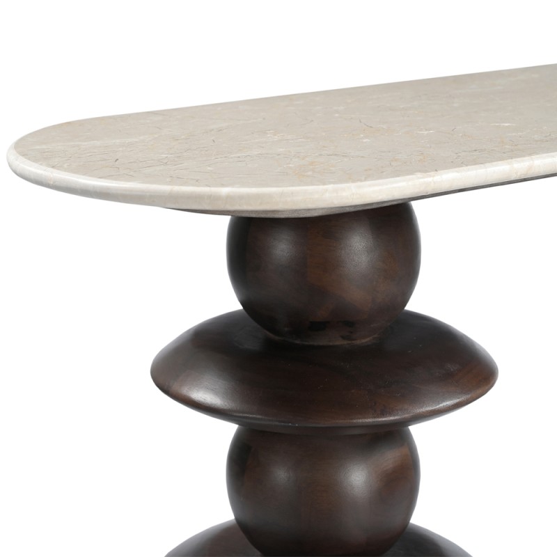 BEATLE ΚΟΝΣΟΛΑ ΚΑΦΕ BEIGE ΜΕ ΟΨΗ ΜΑΡΜΑΡΟΥ 130x35x76cm
