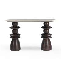 BEATLE ΚΟΝΣΟΛΑ ΚΑΦΕ BEIGE ΜΕ ΟΨΗ ΜΑΡΜΑΡΟΥ 130x35x76cm