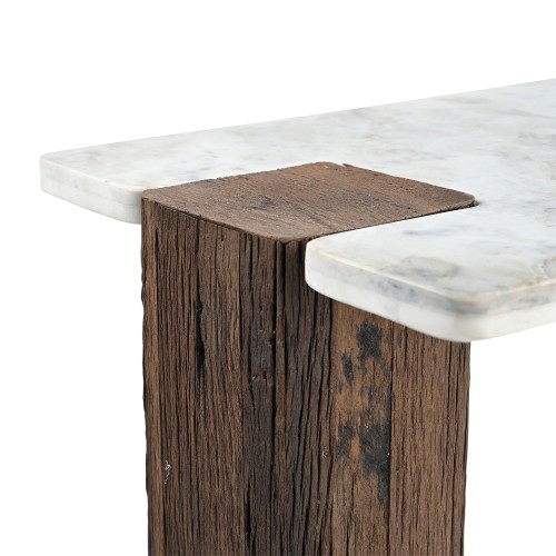 FORES ΚΟΝΣΟΛΑ ΚΑΦΕ ΛΕΥΚΟ ΜΕ ΟΨΗ ΜΑΡΜΑΡΟΥ 120x45x76cm