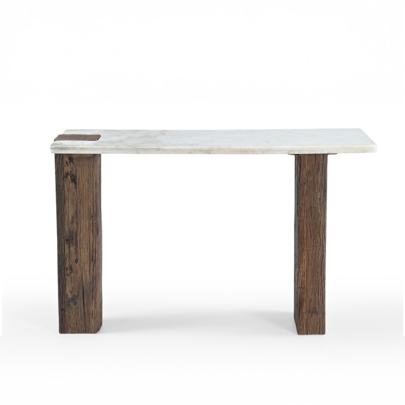 FORES ΚΟΝΣΟΛΑ ΚΑΦΕ ΛΕΥΚΟ ΜΕ ΟΨΗ ΜΑΡΜΑΡΟΥ 120x45x76cm