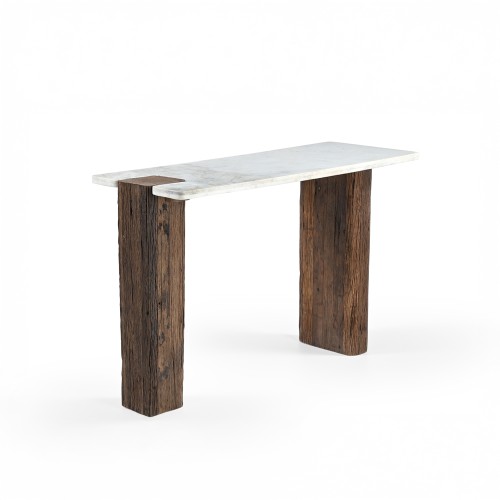 FORES ΚΟΝΣΟΛΑ ΚΑΦΕ ΛΕΥΚΟ ΜΕ ΟΨΗ ΜΑΡΜΑΡΟΥ 120x45x76cm