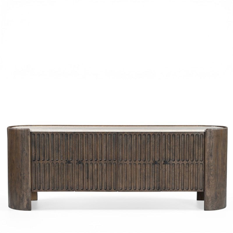 ESSENCE TV STAND ΚΑΦΕ BEIGE ΜΕ ΟΨΗ ΜΑΡΜΑΡΟΥ 170x40x60cm