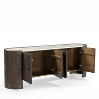ESSENCE TV STAND ΚΑΦΕ BEIGE ΜΕ ΟΨΗ ΜΑΡΜΑΡΟΥ 170x40x60cm