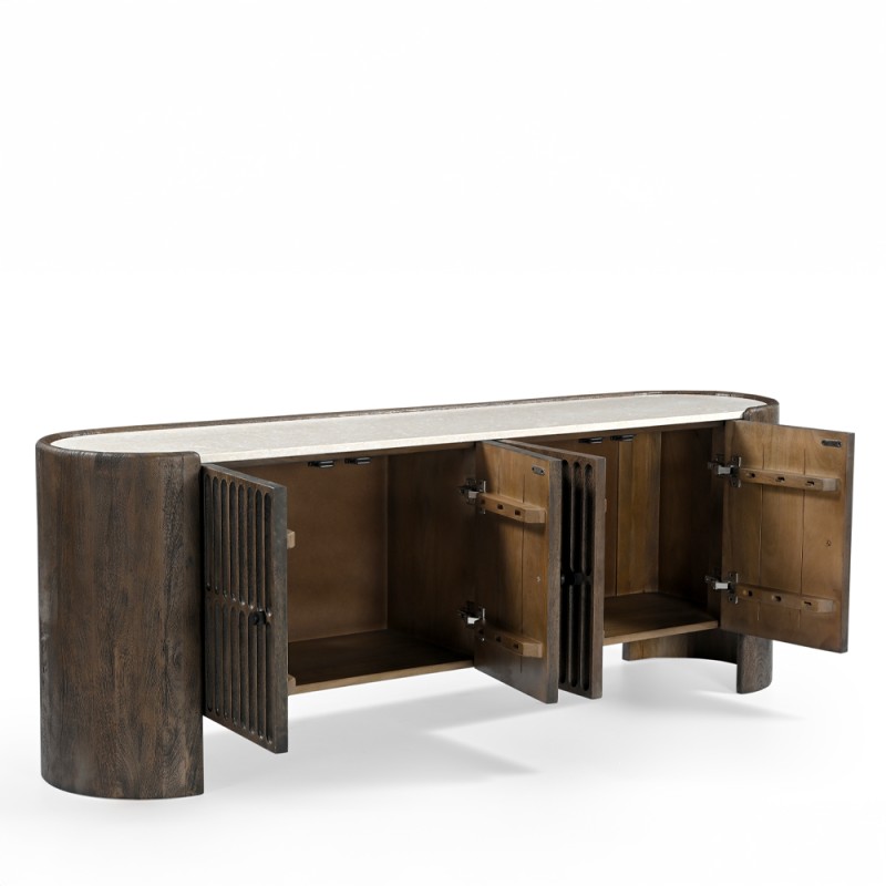 ESSENCE TV STAND ΚΑΦΕ BEIGE ΜΕ ΟΨΗ ΜΑΡΜΑΡΟΥ 170x40x60cm