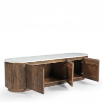 FORES TV STAND ΚΑΦΕ ΛΕΥΚΟ ΜΕ ΟΨΗ ΜΑΡΜΑΡΟΥ 167x43x45cm