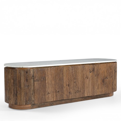 FORES TV STAND ΚΑΦΕ ΛΕΥΚΟ ΜΕ ΟΨΗ ΜΑΡΜΑΡΟΥ 167x43x45cm