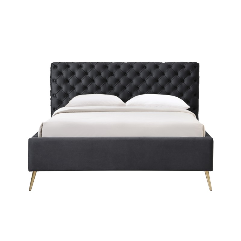 BLACK EROS ΚΡΕΒΑΤΙ (ΓΙΑ ΣΤΡΩΜΑ 160x200cm) ΜΑΥΡΟ 229.5x195x118.5cm