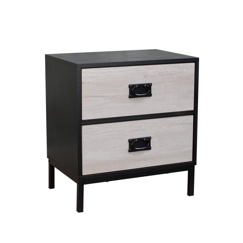 FACTORY ΚΟΜΟΔΙΝΟ 2ΣΥΡΤΑΡΙΑ ΜΑΥΡΟ OAK SONOMA DECAPE 50x35x55cm