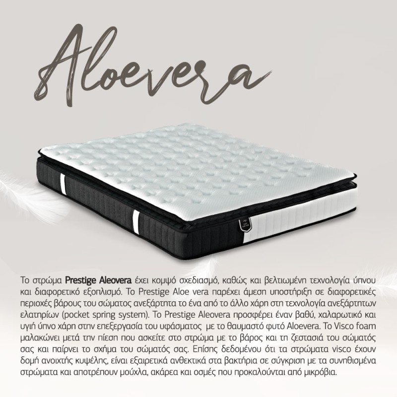 VISCO ALOE VERA ROLL PACK ΣΤΡΩΜΑ 160x200cm ΛΕΥΚΟ ΑΝΘΡΑΚΙ 200x160x31cm