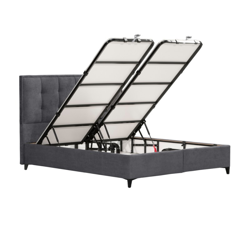 PIANO ΚΡΕΒΑΤΙ ΜΕ ΑΠΟΘΗΚ. ΧΩΡΟ (ΓΙΑ ΣΤΡΩΜΑ 160x200cm) ΓΚΡΙ 07-780 207x160x115cm