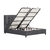 PIANO ΚΡΕΒΑΤΙ ΜΕ ΑΠΟΘΗΚ. ΧΩΡΟ (ΓΙΑ ΣΤΡΩΜΑ 160x200cm) ΓΚΡΙ 07-780 207x160x115cm