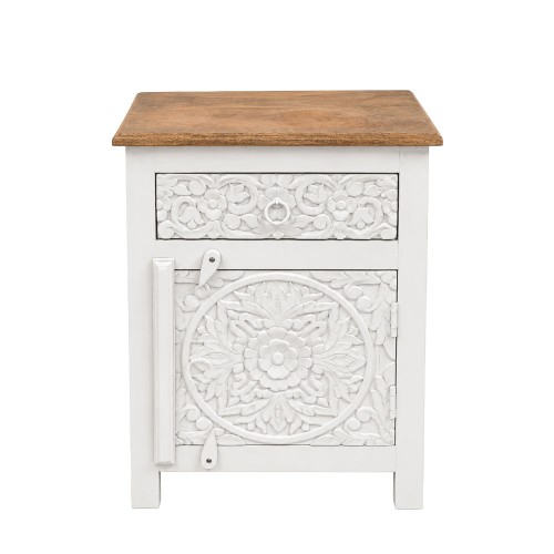 LOTUS ΚΟΜΟΔΙΝΟ 1ΠΟΡΤΑ 1ΣΥΡΤΑΡΙ ΛΕΥΚΟ DECAPE ΦΥΣΙΚΟ 45x37x60cm
