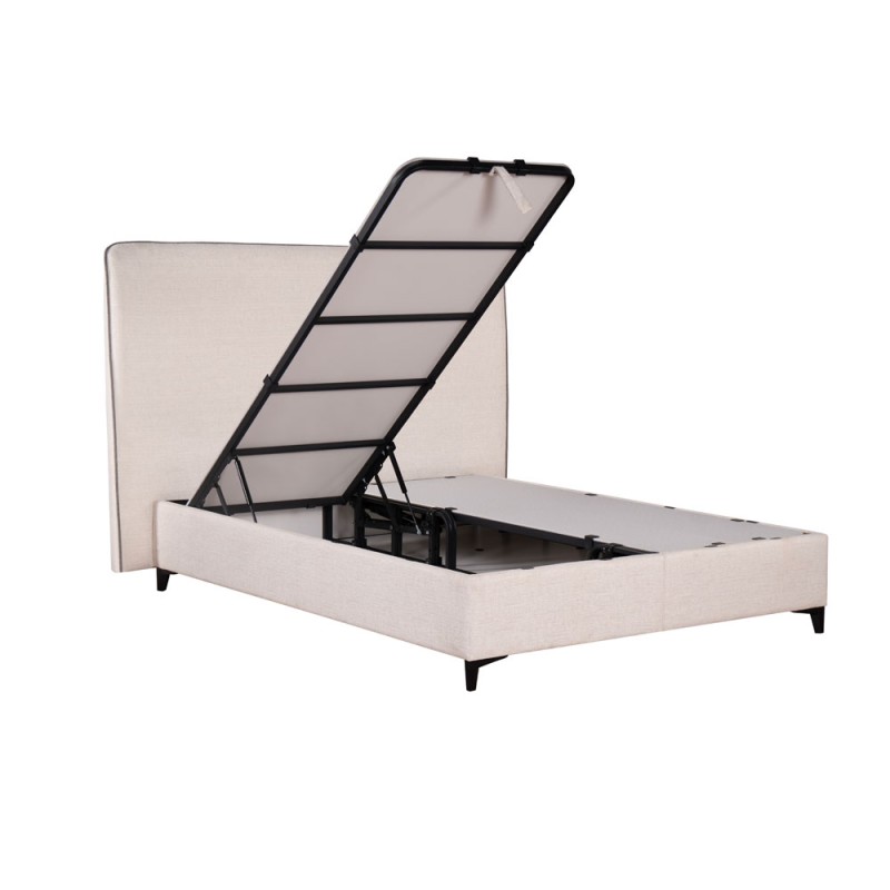 COLOMBO ΚΡΕΒΑΤΙ ΜΕ ΑΠΟΘΗΚ. ΧΩΡΟ (ΓΙΑ ΣΤΡΩΜΑ 160x200cm) OFF WHITE 06-900 ΜΑΥΡΟ 210x170x120cm