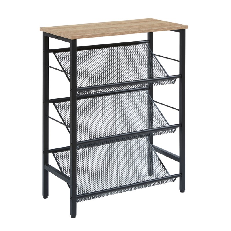 PLEXUS ΠΑΠΟΥΤΣΟΘΗΚΗ 3ΡΑΦΙΑ ΚΑΡΥΔΙ ΜΑΥΡΟ 60x30x80cm