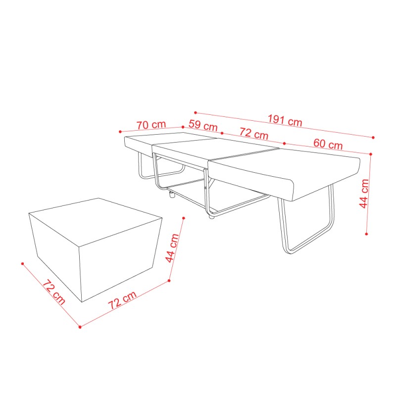 FOLD ΠΟΥΦ ΚΡΕΒΑΤΙ ΑΝΑΔΙΠΛΟΜΕΝΟ OFF WHITE 06-900 70x72x43cm