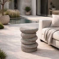 BALANCE SIDE TABLE STONE GREY 34x37x49.5cm