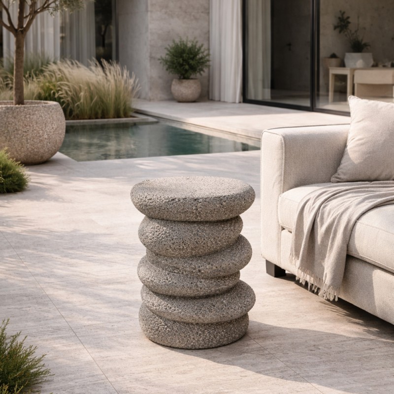 BALANCE SIDE TABLE STONE GREY 34x37x49.5cm