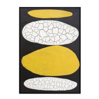 SKIVE ΠΙΝΑΚΑΣ ΔΙΑΚΟΣΜΗΤΙΚΟΣ ΜΕ ΚΟΡΝΙΖΑ 80x120x4cm ΚΑΜΒΑΣ LEMON ΓΚΡΙ ΞΥΛΟ ΜΑΥΡΟ
