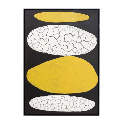 SKIVE ΠΙΝΑΚΑΣ ΔΙΑΚΟΣΜΗΤΙΚΟΣ ΜΕ ΚΟΡΝΙΖΑ 80x120x4cm ΚΑΜΒΑΣ LEMON ΓΚΡΙ ΞΥΛΟ ΜΑΥΡΟ