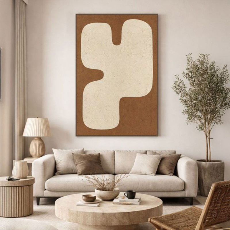 KAKTUS ΠΙΝΑΚΑΣ ΔΙΑΚΟΣΜΗΤΙΚΟΣ ΜΕ ΚΟΡΝΙΖΑ 80x120x4cm ΚΑΜΒΑΣ ΜΠΕΖ ΚΑΦΕ ΑΝΟΙΧΤΟ ΞΥΛΟ