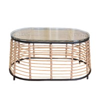 LOOM COFFEE TABLE ΦΥΣΙΚΟ ΜΑΥΡΟ 95x55x45cm