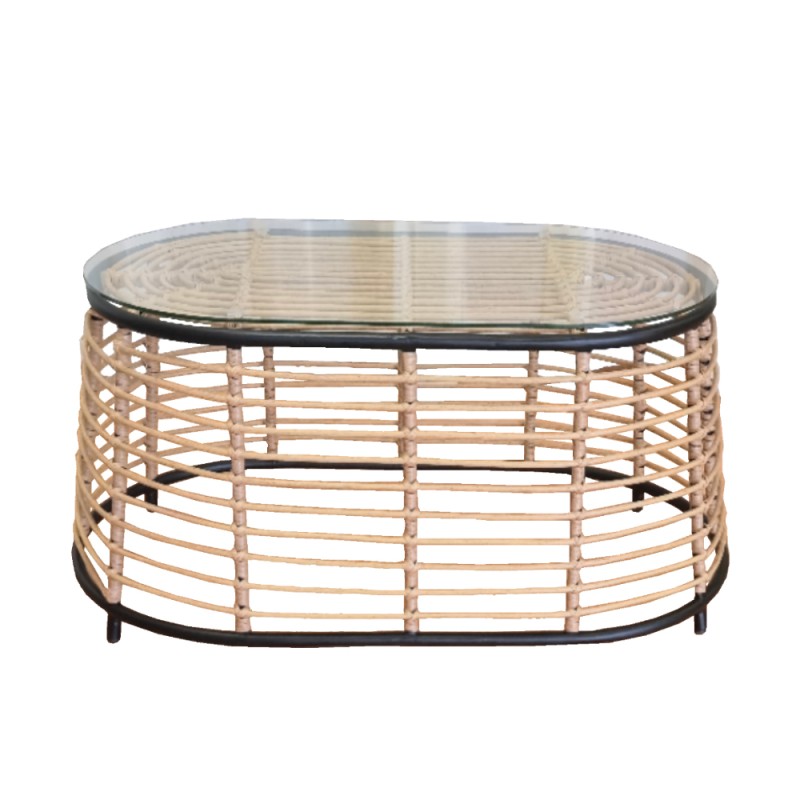 LOOM COFFEE TABLE ΦΥΣΙΚΟ ΜΑΥΡΟ 95x55x45cm
